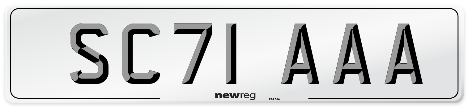 SC71 AAA Number Plate from New Reg